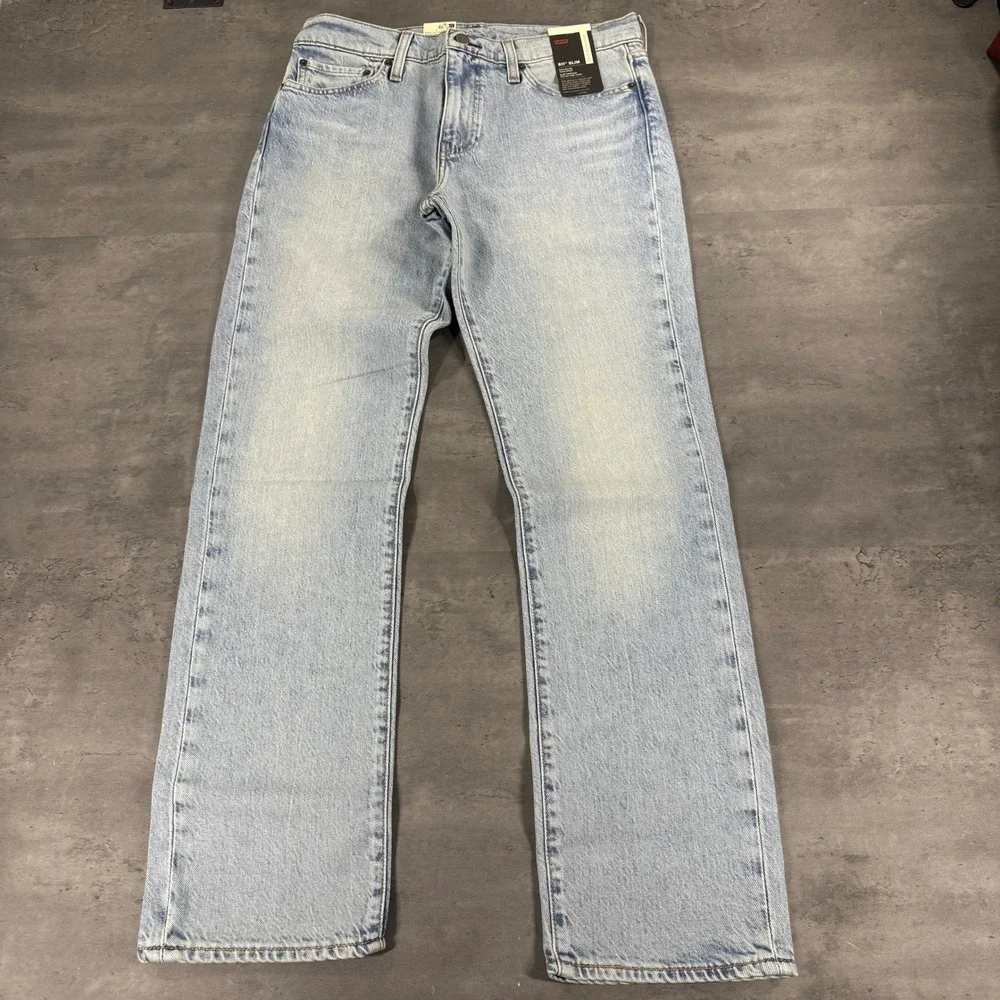 Levi's 511 Premium Jeans Mens 33x32 Slim Light Wash Blue Stretch Big E NEW $110